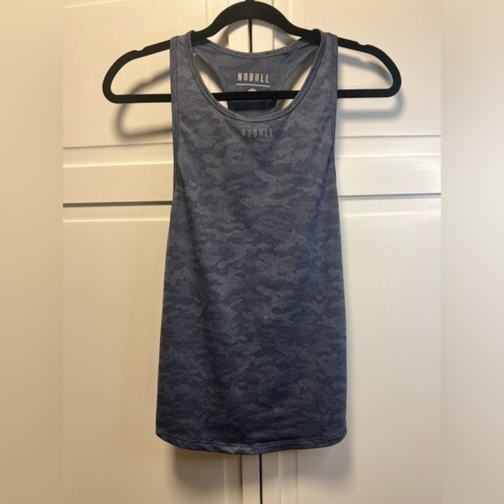 NOBULL Lightweight Textured Racerback Tank Top Size Womens Small Color Blue Camo